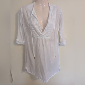 Heidi Klein 100% Linen White Tunic Cover Up 1 Small